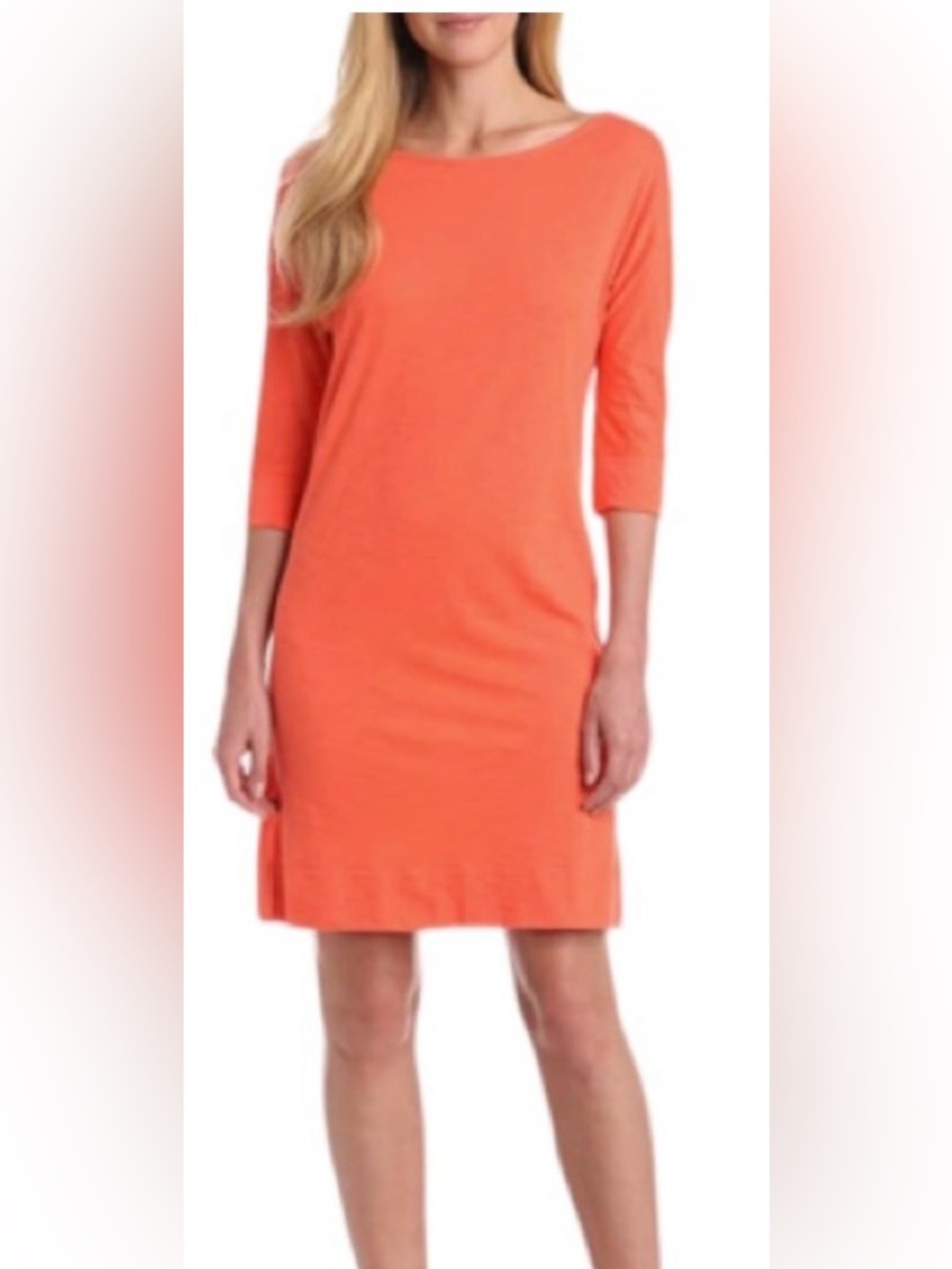 Lilly Pulitzer Cassie Orange 100% Pima Cotton T-Shirt Dress 3/4 Sleeve Medium
